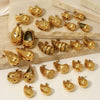 Glossy Dropshaped Stainless Steel Hollow Thread Earrings With Striped Design And Vacuum Furnace Electroplating