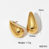 Glossy Dropshaped Stainless Steel Hollow Thread Earrings With Striped Design And Vacuum Furnace Electroplating