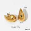 Glossy Dropshaped Stainless Steel Hollow Thread Earrings With Striped Design And Vacuum Furnace Electroplating
