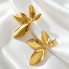 Glossy Electroplated Flower And Leaf Stud Earrings For Women Alloy Earrings With Stainless Steel Posts And Elegant Versatile Design