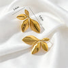 Glossy Electroplated Flower And Leaf Stud Earrings For Women Alloy Earrings With Stainless Steel Posts And Elegant Versatile Design