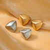 Glossy Threedimensional Triangular Titanium Steel And Stainless Steel Earrings With Frosted Brushed Texture And Electroplating