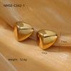 Glossy Threedimensional Triangular Titanium Steel And Stainless Steel Earrings With Frosted Brushed Texture And Electroplating