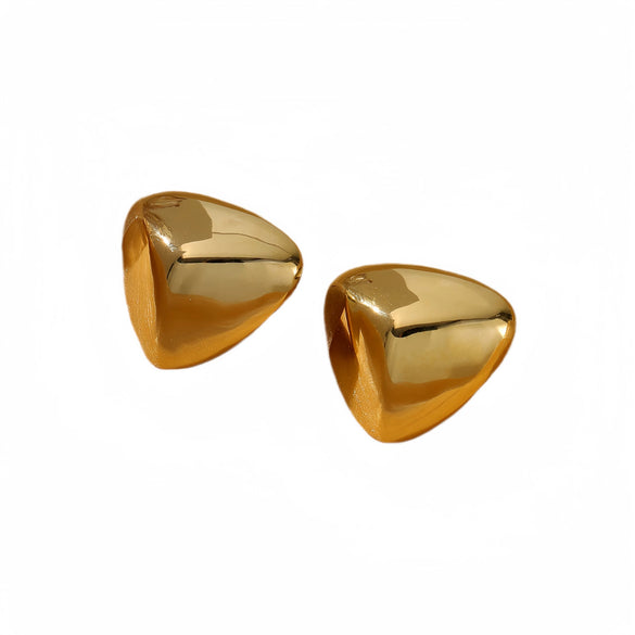 Glossy Threedimensional Triangular Titanium Steel And Stainless Steel Earrings With Frosted Brushed Texture And Electroplating