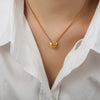 Glossy Titanium Steel Elegant Earrings And Peach Heart Pendant Necklace Set With Electroplating Light Luxury Style Geometric Design