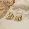 Gold And Silver Color Matching Triangular Stainless Steel Earrings With Electroplating Geometric Design For Women