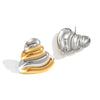 Gold And Silver Color Matching Triangular Stainless Steel Earrings With Electroplating Geometric Design For Women