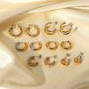 Gold And Silver Geometric Stainless Steel Earrings With Electroplated Finish Unisex Fashion Jewelry