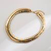 Gold And Silver Tone Geometric Alloy Necklace And Bracelet Set With Doublelayer Handmade Chain And Elastic Stretch Bracelet Polished Stackable Jewelry