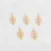 Gold Color Inlaid Zircon Heart And Feather Metal Pendant For Diy Bracelet Jewelry Accessory Electroplated