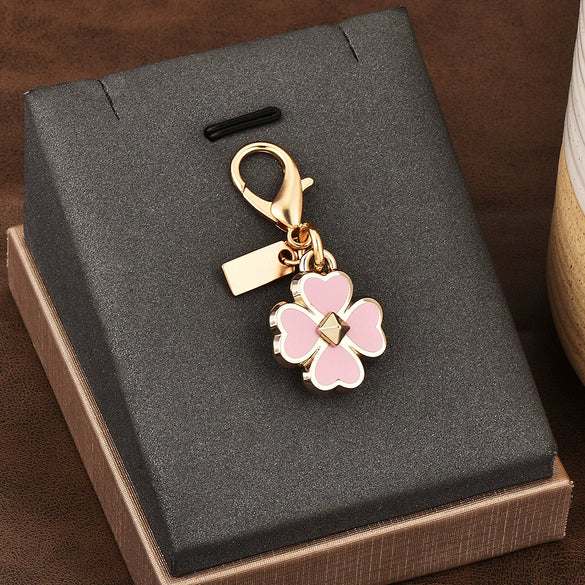 Gold Electroplated Car Key Pendant With Bear Cherry Fourleaf Clover And Butterfly Patterns For Schoolbag Jewelry Wholesale
