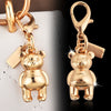 Gold Electroplated Car Key Pendant With Bear Cherry Fourleaf Clover And Butterfly Patterns For Schoolbag Jewelry Wholesale