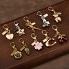 Gold Electroplated Car Key Pendant With Bear Cherry Fourleaf Clover And Butterfly Patterns For Schoolbag Jewelry Wholesale