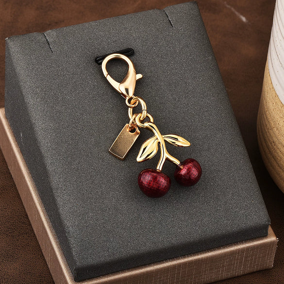 Gold Electroplated Car Key Pendant With Bear Cherry Fourleaf Clover And Butterfly Patterns For Schoolbag Jewelry Wholesale