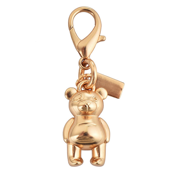 Gold Electroplated Car Key Pendant With Bear Cherry Fourleaf Clover And Butterfly Patterns For Schoolbag Jewelry Wholesale