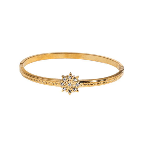 Gold Electroplated Stainless Steel Bracelet With Star Design Modern Minimalist Luxury Non Fading Finish