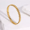 Gold Electroplated Stainless Steel Clasp Bracelet With Geometric Unique Design And Tarnish Resistant Finish