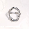 Gold Electroplated Stainless Steel Open Ring For Women With Irregular Geometric Texture
