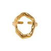 Gold Electroplated Stainless Steel Open Ring For Women With Irregular Geometric Texture