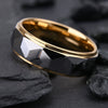 Gold Electroplated Tungsten Steel Ring With Cut Flower Geometric Design Minimalist Unisex Fashion Jewelry