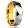 Gold Electroplated Tungsten Steel Ring With Cut Flower Geometric Design Minimalist Unisex Fashion Jewelry