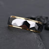 Gold Electroplated Tungsten Steel Ring With Cut Flower Geometric Design Minimalist Unisex Fashion Jewelry