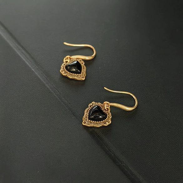 Gold Plated Black Geometric Drop Earrings With Pure Silver Ear Wires Alloy Fashion Jewelry For Women And Men Wholesale