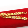 Gold Plated Brass Wave Pattern Thick Watch Chain Bracelet With Carved Craft Detail Simple Men's Jewelry