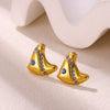 Gold Plated Ceramic Pearl Earrings With Geometric Heart Design And Stainless Steel Ear Posts For Unisex Wholesale Jewelry