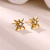 Gold Plated Ceramic Pearl Earrings With Geometric Heart Design And Stainless Steel Ear Posts For Unisex Wholesale Jewelry