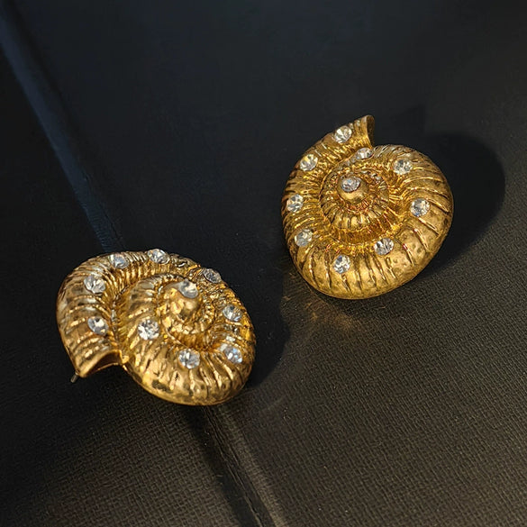 Gold Plated Conch Animal Zodiac Earrings Electroplated Alloy Statement Jewelry For Women And Men