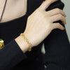 Gold Plated Copper Alloy Four Leaf Clover Bracelet For Women Retro Ethnic Style Fashion Jewelry
