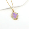 Gold Plated Copper Geometric Cross And Smiley Pendant Necklace With Micro Inlaid Zircon And Enamel Detail Water Wave Chain