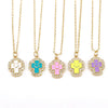 Gold Plated Copper Geometric Cross And Smiley Pendant Necklace With Micro Inlaid Zircon And Enamel Detail Water Wave Chain