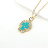 Gold Plated Copper Geometric Cross And Smiley Pendant Necklace With Micro Inlaid Zircon And Enamel Detail Water Wave Chain