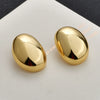 Gold Plated Copper Geometric Oval Sphere Statement Earrings With Glossy Polished Eggshell Design For Women
