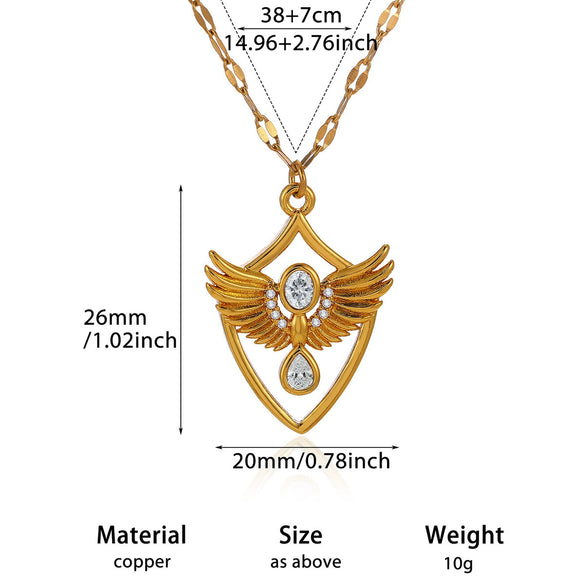 Gold Plated Copper Star And Moon Pendant Necklace With Zircon Inlay Geometric Unisex Jewelry And Whip Chain