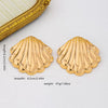 Gold Plated Metal Seashell Statement Earrings For Women With Retro Floral Design And Stainless Steel Ear Pins