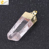 Gold Plated Natural Crystal Raw Stone Pendant Necklace With Irregular Mineral Shape And Electroplated Copper Accessories Minimalist Style