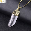 Gold Plated Natural Crystal Raw Stone Pendant Necklace With Irregular Mineral Shape And Electroplated Copper Accessories Minimalist Style