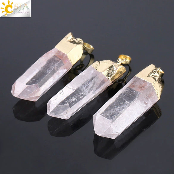 Gold Plated Natural Crystal Raw Stone Pendant Necklace With Irregular Mineral Shape And Electroplated Copper Accessories Minimalist Style