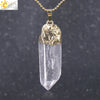 Gold Plated Natural Crystal Raw Stone Pendant Necklace With Irregular Mineral Shape And Electroplated Copper Accessories Minimalist Style