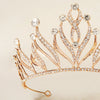 Gold Plated Rhinestone Alloy Crown Tiara For Women Diamond Design Bridal Headwear For Weddings And Parties