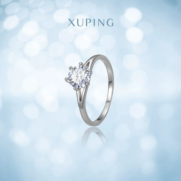 Gold Plated Six Claw Inlaid Artificial Gemstone Copper Alloy Ring Fashion Electroplated Engagement Wedding Couple Ring For Women