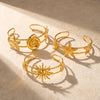 Gold Plated Stainless Steel Bracelet For Women Featuring Starfish Conch And Sun Motifs