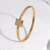 Gold Plated Stainless Steel Bracelet For Women With Geometric Diamond Encrusted Design And Non Fading Light Luxury Style