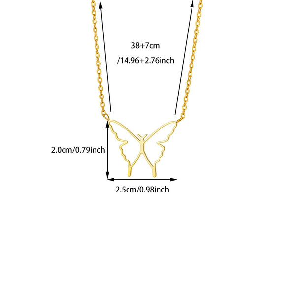 Gold Plated Stainless Steel Butterfly Teardrop Rhinestone Y Necklace With Tassel And Crystal Pendant