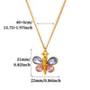 Gold Plated Stainless Steel Butterfly Teardrop Rhinestone Y Necklace With Tassel And Crystal Pendant