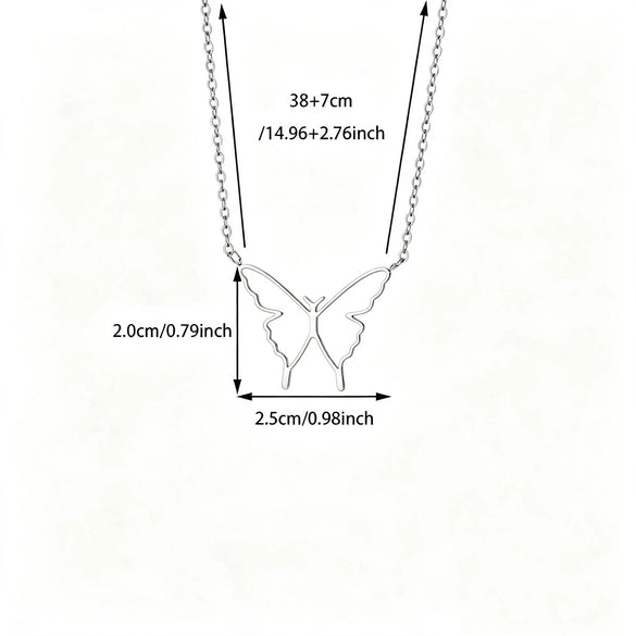 Gold Plated Stainless Steel Butterfly Teardrop Rhinestone Y Necklace With Tassel And Crystal Pendant