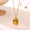 Gold Plated Stainless Steel Cross Chain Necklace With Heart And Insect Pendant Modern Minimalist Unisex Jewelry